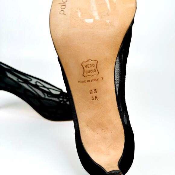 Vintage Paloma Mesh Classic Black High Heel Stylish Party Pumps Size 9.5AA - Picture 9 of 10